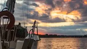 Zachód słońca nad jeziorem Dobskim, wrzesień 2021 r. - zdjęcie 1