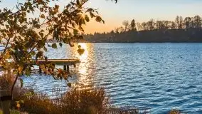 Zachód słońca w Rynie nad jeziorem Ryńskim, październik 2021 r. - zdjęcie 33