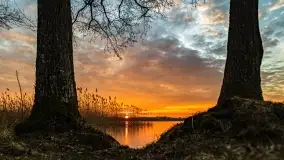 Zachód słońca nad jeziorem Dobskim, marzec 2022 r. - zdjęcie 34