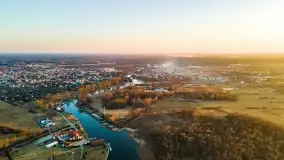 Zachód słońca nad Piszem i jeziorem Roś z drona - zdjęcie 14