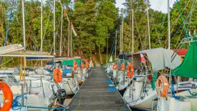 Wschód słońca nad jeziorem Mamry, Stanica Wodna Kietlice, sierpień 2023 r. - zdjęcie 12