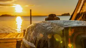 Wschód słońca nad jeziorem Mamry, Stanica Wodna Kietlice, sierpień 2023 r. - zdjęcie 31