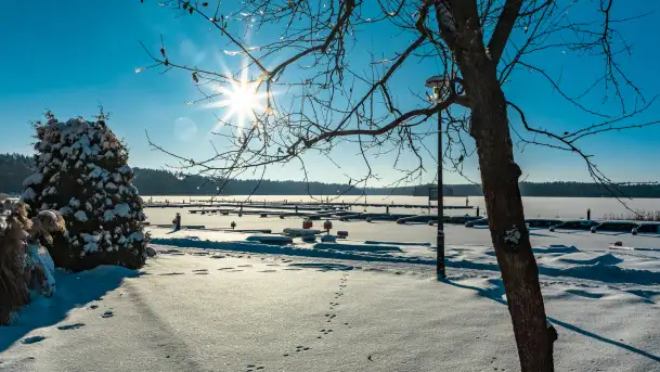 Jezioro Bełdany i Mazurski Raj w zimowej scenerii, styczeń 2024 r.