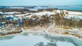 Dziewiszewo i jezioro Dziewiszewskie z lotu ptaka, styczeń 2024 r. - zdjęcie 5