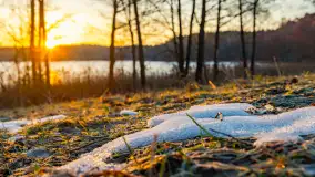 Wschód słońca z resztkami zimy nad jeziorem Siercze, styczeń 2024 r. - zdjęcie 37