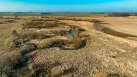 Rzeki Guber i Sajna na zdjęciach z drona, marzec 2025 r. - zdjęcie 47