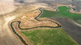 Rzeki Guber i Sajna na zdjęciach z drona, marzec 2025 r. - zdjęcie 33