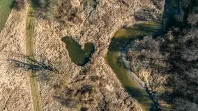 Rzeki Guber i Sajna na zdjęciach z drona, marzec 2025 r. - zdjęcie 34