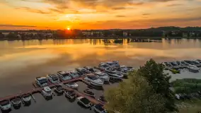 Zachód słońca nad jeziorem Bocznym, Rydzewo z lotu ptaka, lipiec 2025 r. - zdjęcie 5