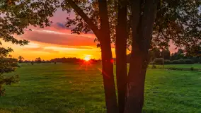 Zachód słońca nad rzeką Gołdapa w Baniach Mazurskich, lipiec 2025 r. - zdjęcie 18