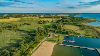 Mamry, Węgorapa i Węgorzewo w tle z drona, sierpień 2025 r.