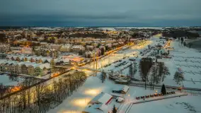 Giżycko pod koniec dnia z drona, styczeń 2026 r. - zdjęcie 4