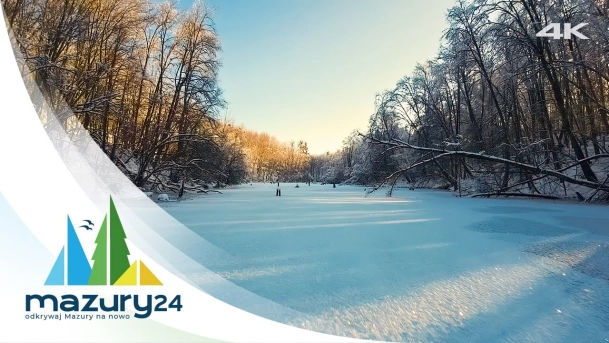 Dynamiczne latanie nad Mazurami - zimowa rzeka Dajna, 4K