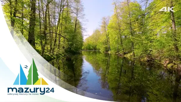 Kanał Mazurski z drona, jezioro Mamry - śluza Leśniewo Górne, 4K