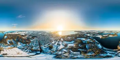 Zimowy wschód słońca nad Giżyckiem