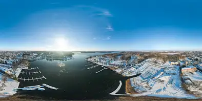 Zatoka Tracz, jezioro Kisajno, zima, grudzień 2022 r.